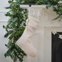 White Boucle Christmas Stocking With Charm, thumbnail 1 of 3