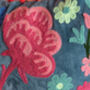 Smoke Blue Floral Embroidered Cotton Velvet Cushion, thumbnail 5 of 7