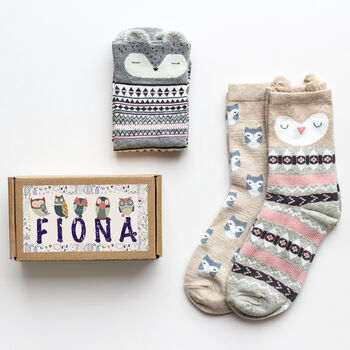 Personalised Wise Owl Socks In A Box, 2 of 7