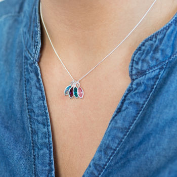 Family Birthstone Marquise Charm Necklace, 5 of 9