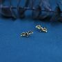Black Cz Crystal Bat Stud Earrings In Sterling Silver, thumbnail 7 of 11