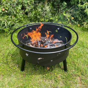 Sun And Moon Fire Pit With Spark Guard, Poker And Cover, 2 of 12