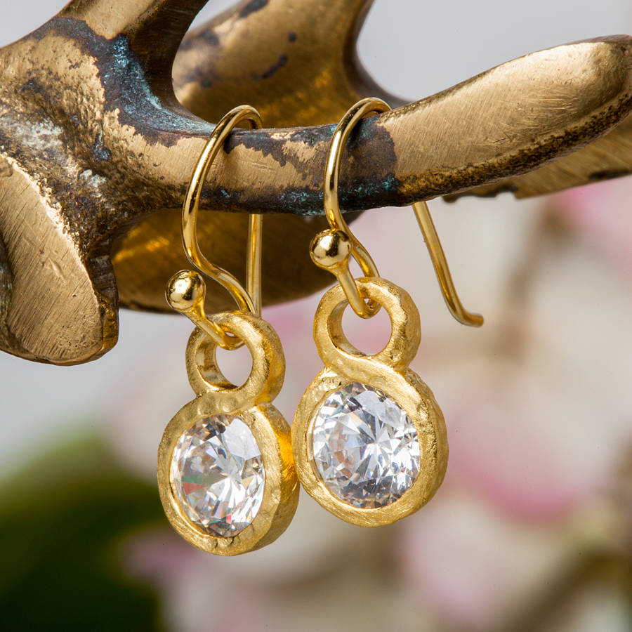 Sparkly Gold Drop Earrings By Rochejewels