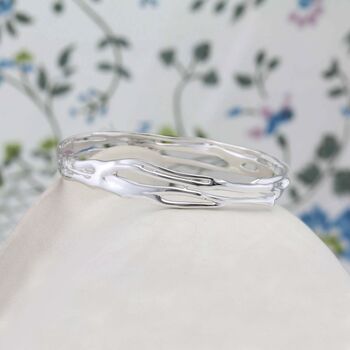 Elegant Organic Silver Bangle, 5 of 8