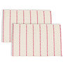 Set Of Four Cranberry Heart Striped Cotton Placemats, thumbnail 2 of 5