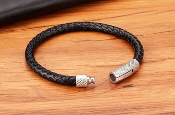 Braided Leather Plaited Bracelet Black Or Brown, 2 of 12