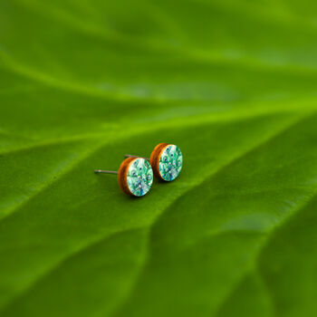 Inky Peacock Birch Hypoallergenic Tiny Stud Earrings, 12 of 12