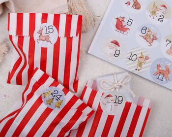 Elf Fill Your Own Christmas Advent Calendar With Red Bags, 3 of 5