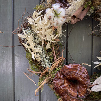 Dried Forest Wreath With Mushrooms And Moss, 2 of 6