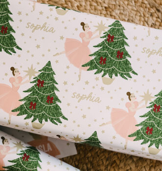Personalised Ballerina Christmas Tree Wrapping Paper, 2 of 2