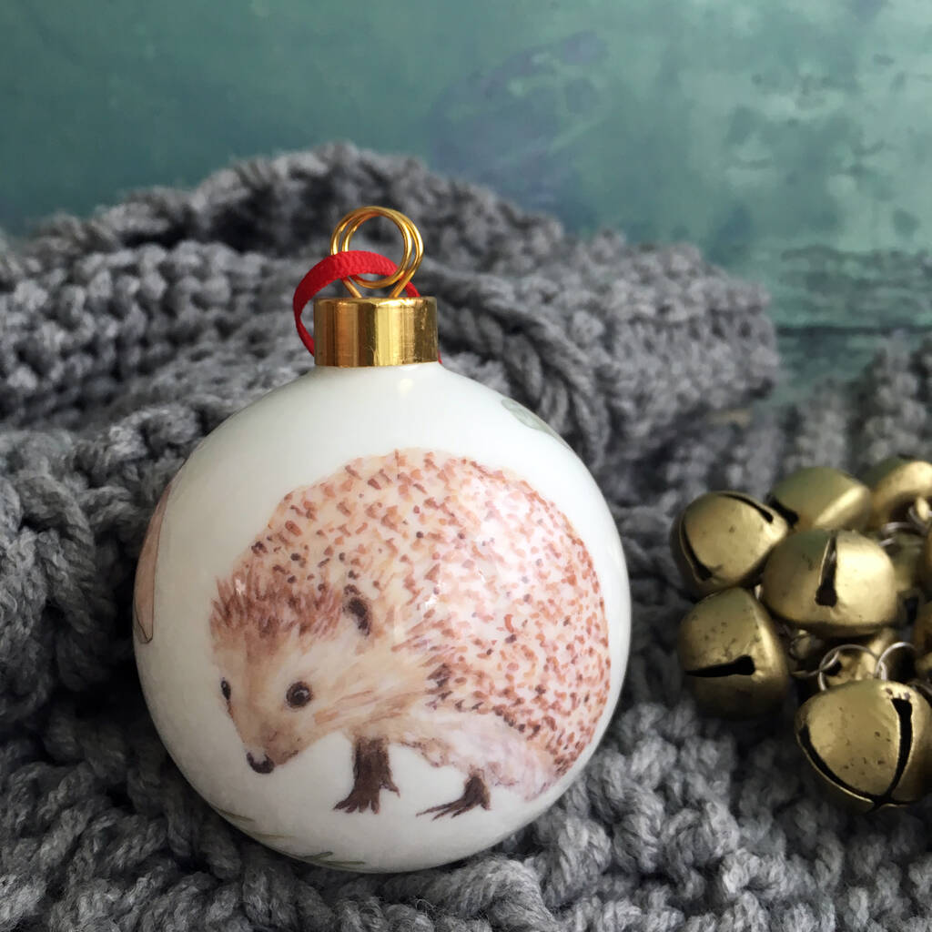 Hedgehog Bone China Christmas Bauble By littlebirdydesigns ...