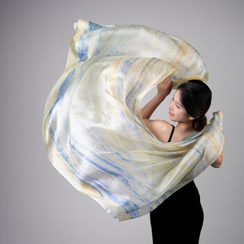 100% Mulberry Silk Scarf, Pastel Yellow In Gift Box, 2 of 10