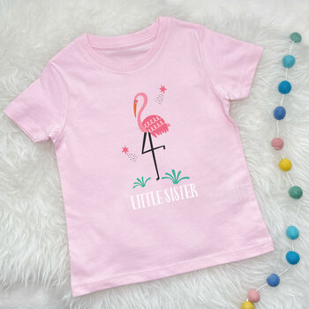 Flamingo Big Sister Little Sister T Shirt Set, 2 of 4