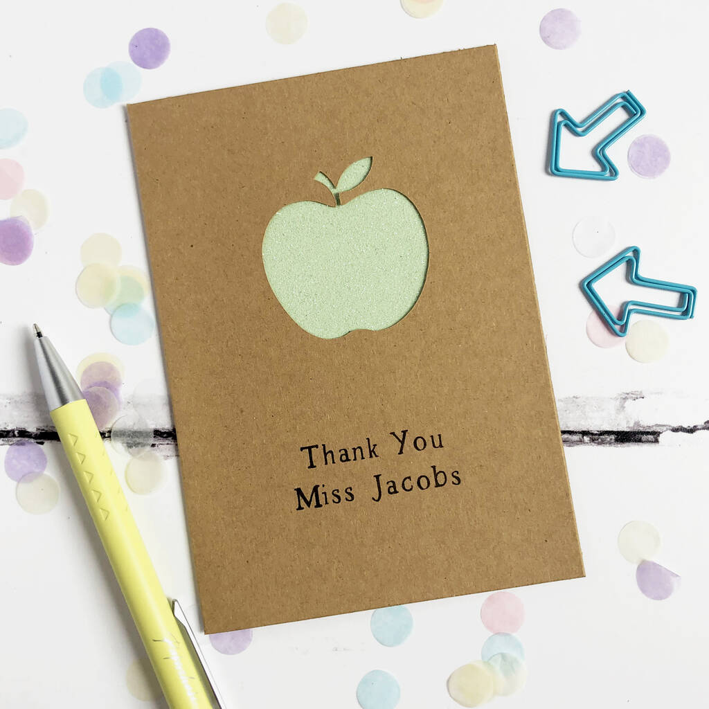 Apple Thank You Teacher Glitter Cut Out Card By Altered Chic