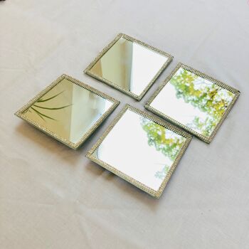 Set Of Four Glass Mirrored Coasters, 3 of 6