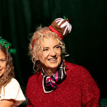 Festive Christmas Pudding Headband Red And Brown Adult Child, 3 of 3