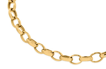 9ct Yellow Gold Oval Belcher Chain Bracelet, 6 of 7