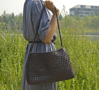 Hand Weaving Vegan Leather Shoulder Bag, 5 of 12