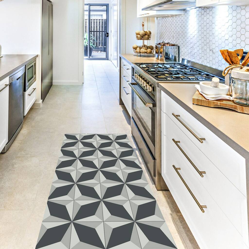 Geometric Mosaic Vinyl Floor Mat By Lime Lace