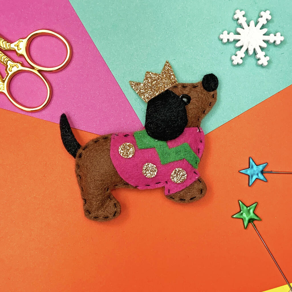 'Sausage Dog' Felt Decoration Craft Kit By The Make Arcade