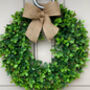 All Year Round Buxus Door Wreath With Hessian Bow, thumbnail 2 of 3
