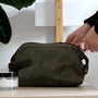 Personalised Men’s Waxed Canvas Leather Wash Bag, thumbnail 6 of 12