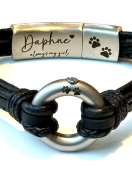 Personalised Mixed Black Leathers Memorial Bracelet With 'Circle Of Life' Urn For Ashes, 7 of 12