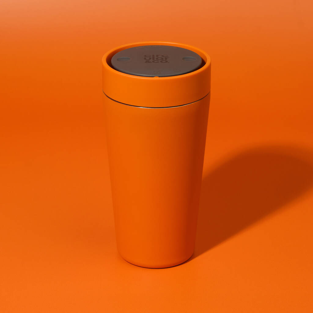 Circular And Co Travel Mug Made From Recycled Stainless Steel 12oz Sunrise Orange, 1 of 8