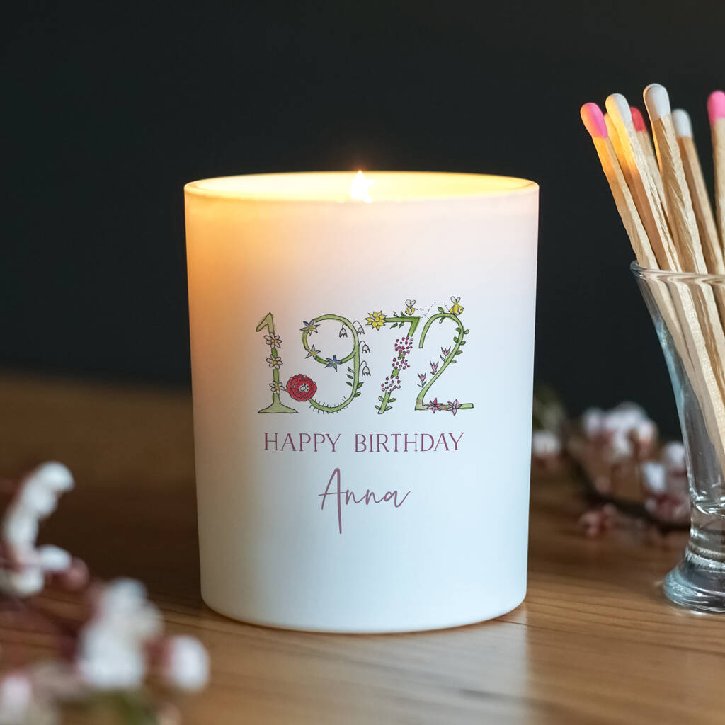 Personalised 50th Birthday Vintage Glass Candle By This Is Nessie