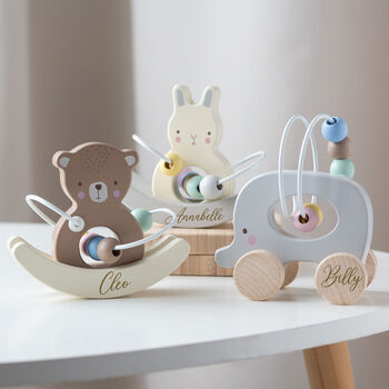 Personalised Wooden Bunny Wire And Bead Toy, 2 of 5