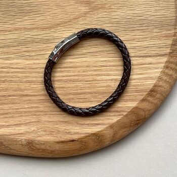 Men's Leather Plaited Bracelet, 5 of 10