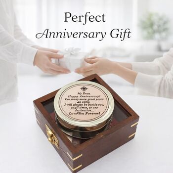 Vintage Brass Sundial Compass With Wooden Box, 3 of 9