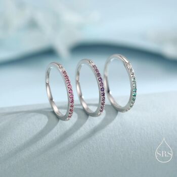 Ruby Red Ombre Half Eternity Ring In Sterling Silver, 3 of 11