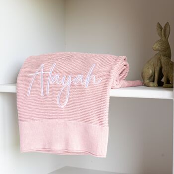 Solid Edge Baby Knit Blanket | Personalised, 4 of 8