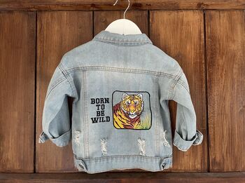 Personalised Baby/Toddler Denim Jacket With Tiger, 2 of 11