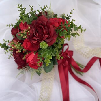 The Ruby Red Rose Bridal Bouquet, 10 of 12