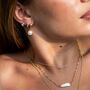 Modern Pearl Hoop Earrings, thumbnail 2 of 6