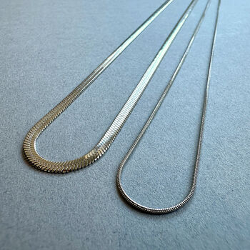 Flat Snake Chain Choker Layered Necklace Titanium Steel, 2 of 6