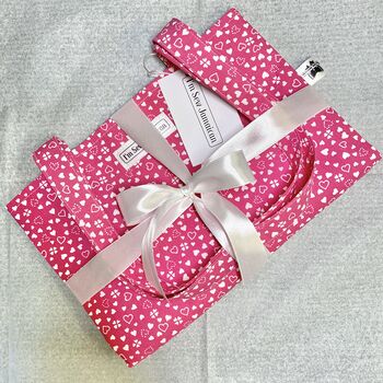 Pink Hearts Shoulder Strap Shopping Tote Bag, 3 of 5