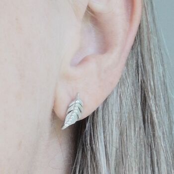 Sterling Silver And Cubic Zirconia Feather Earrings, 12 of 12