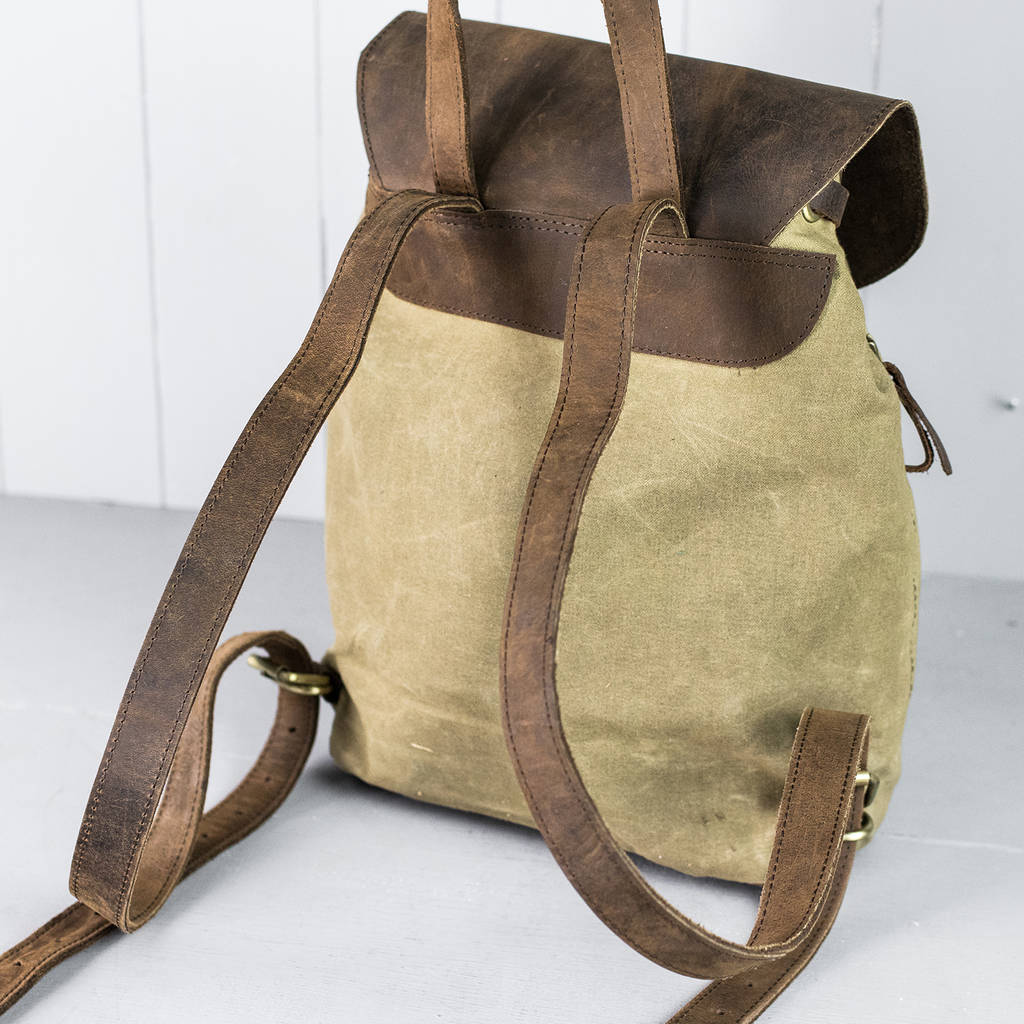 Leather And Canvas Small Backpack By Scaramanga | 0