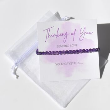 Thinking Of You Sending Love Dainty Crystal Gemstone Bracelet Gift, 3 of 7