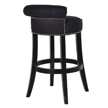 Black Upholstered Roll Top Bar Kitchen Dining Stool, 2 of 2