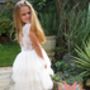 Aria Flower Girl Dress In Cream And White, thumbnail 1 of 3