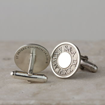 Personalised Silver Roman Numerals Cufflinks, 4 of 6