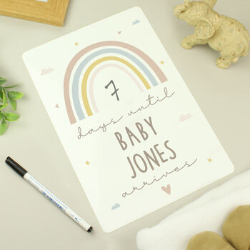 Personalised Baby Pregnancy Countdown Sign And Pen, 4 of 4