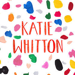 Katie Whitton Design Logo, Text with Paint marks