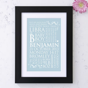 Personalised Baby Birth Announcement Art, 4 of 9