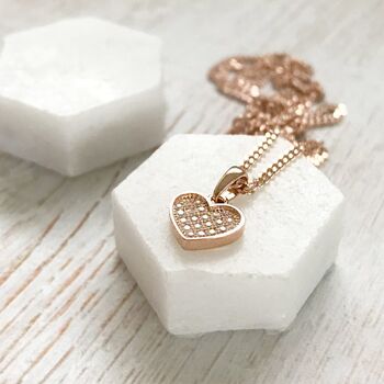 Cz Rose Gold Heart Necklace, Happy Mothers Day, 2 of 4