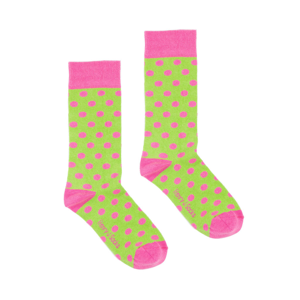 children's green socks with pink spots by henry j socks ...